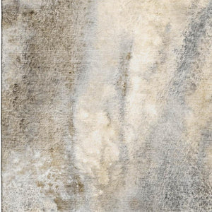 HomeRoots 10' X 14' Beige and Ivory Abstract Washable Area Rug – Stylish, UV-Protected, Durable for High Traffic Homes 646768