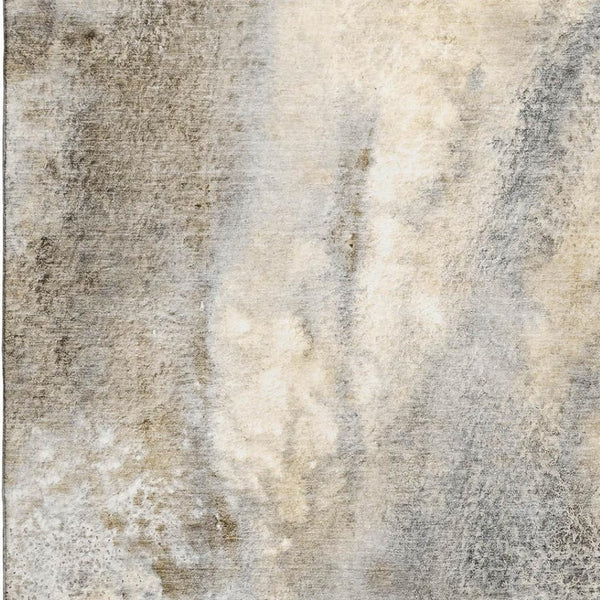 HomeRoots 10' X 14' Beige and Ivory Abstract Washable Area Rug – Stylish, UV-Protected, Durable for High Traffic Homes 646768