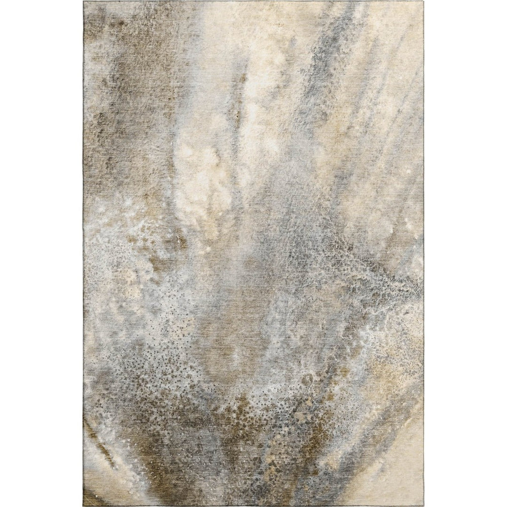 HomeRoots 10' X 14' Beige and Ivory Abstract Washable Area Rug – Stylish, UV-Protected, Durable for High Traffic Homes 646768