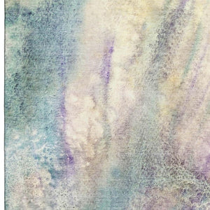 HomeRoots 5' Abstract Area Rug in Blue, Purple & Ivory – Washable, UV Protected & Durable for High Traffic Areas 646770