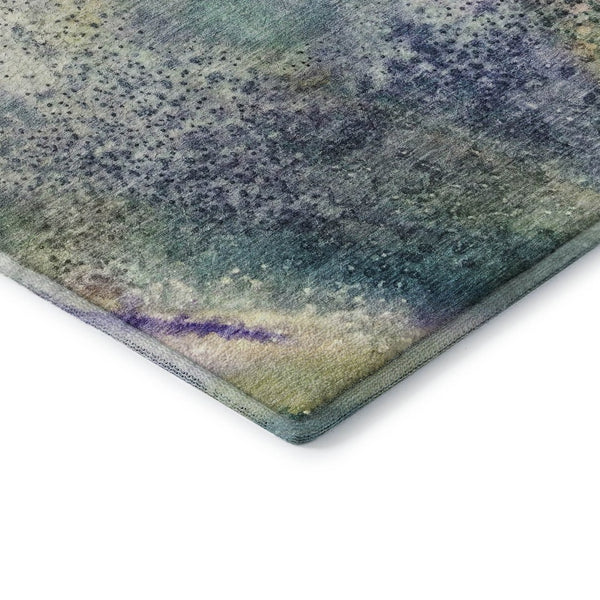HomeRoots 8' Vibrant Blue, Purple & Ivory Abstract Round Rug – Washable, UV-Protected for Modern Spaces! 646771