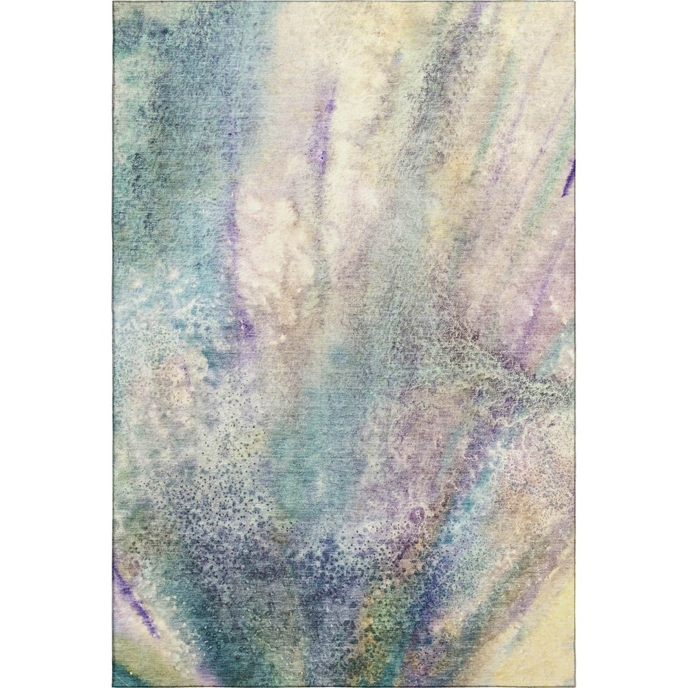 HomeRoots 9' X 12' Abstract Area Rug in Blue, Purple & Ivory – Washable, Stain-Resistant, UV Protected Design 646773