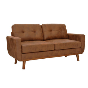 English Elm 65-inch Two Seat Sofa Breathable Foil Fabric Diamond Quilted Back Solid Wood Legs Light Brown W5568P478805
