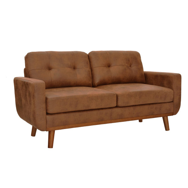 English Elm 65-inch Two Seat Sofa Breathable Foil Fabric Diamond Quilted Back Solid Wood Legs Light Brown W5568P478805