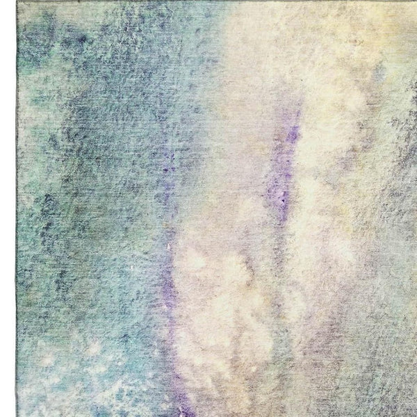 HomeRoots 10' Blue Purple & Ivory Abstract Washable Area Rug - UV Protected, Stain-Resistant, Durable Design 646774