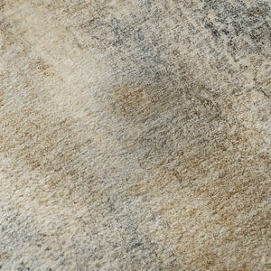 HomeRoots 8' Brown and Ivory Abstract Round Rug - Washable, Stain Resistant, UV Protected, Modern Design for Homes 646777