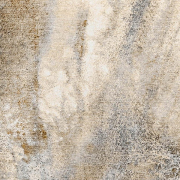 HomeRoots 9' X 12' Modern Brown and Ivory Abstract Area Rug | Washable, UV Protected, Stain Resistant Design 646779
