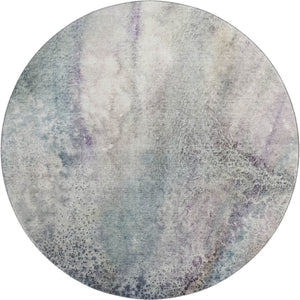 HomeRoots 8' Ivory and Purple Abstract Round Rug - Stylish, Washable, UV-Protected, Perfect for Family Homes 646783
