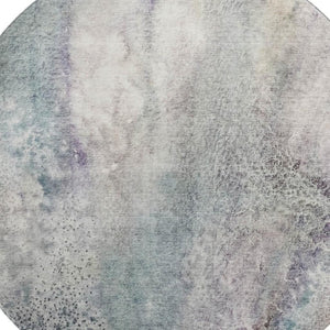 HomeRoots 8' Ivory and Purple Abstract Round Rug - Stylish, Washable, UV-Protected, Perfect for Family Homes 646783