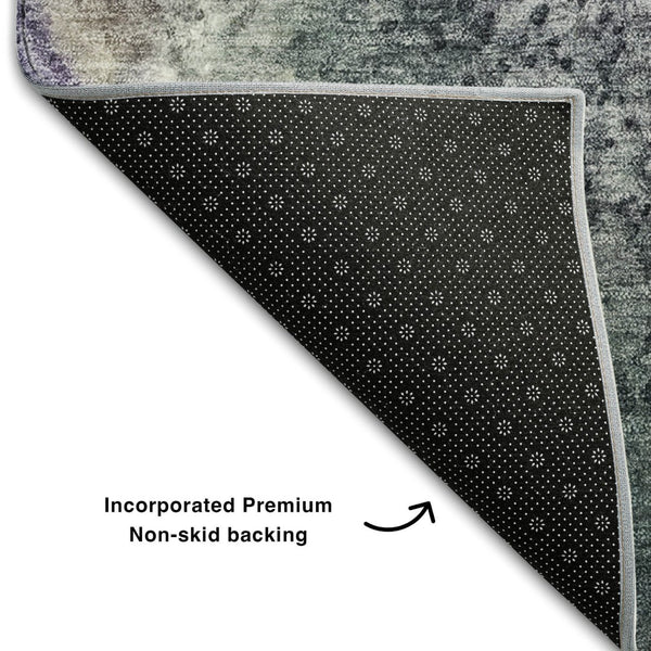 HomeRoots 8' X 10' Abstract Ivory and Purple Washable Area Rug with UV Protection for Stylish Durability 646784