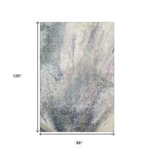 HomeRoots 8' X 10' Abstract Ivory and Purple Washable Area Rug with UV Protection for Stylish Durability 646784