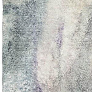 HomeRoots 9' X 12' Ivory And Purple Abstract Area Rug - Washable, UV Protected, Soft & Ideal for High-Traffic Rooms 646785