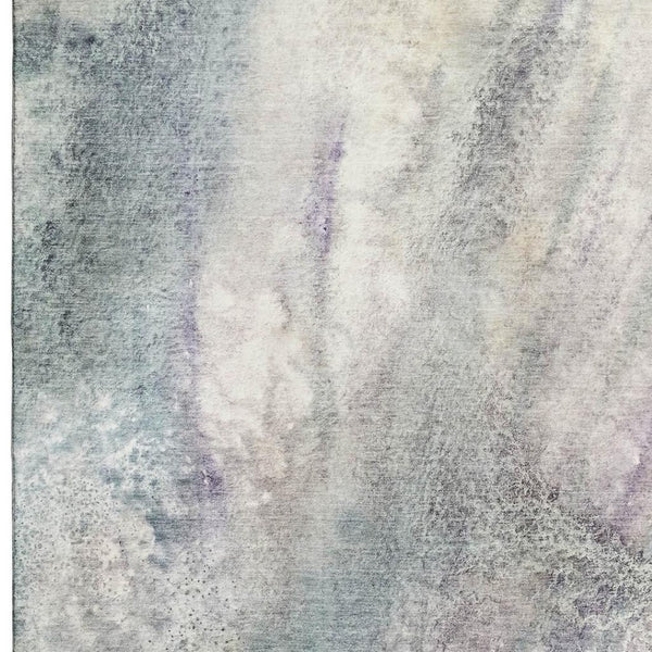 HomeRoots 10' X 14' Ivory And Purple Abstract Area Rug - Durable, Washable, UV-Protected for Modern Spaces 646786