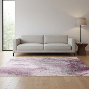 HomeRoots 5' X 8' Modern Pink and Ivory Abstract Area Rug - Washable, UV Protected, Durable for High-Traffic Homes 646794