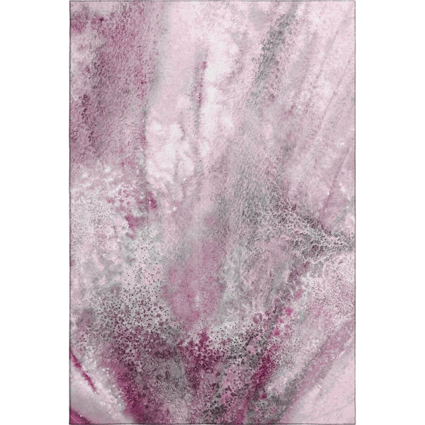HomeRoots 9' X 12' Pink and Ivory Abstract Area Rug - Washable, UV-Protected, Stylish & Durable for Modern Homes 646797