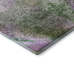 HomeRoots 8' Purple And Green Abstract Washable Round Rug - Durable, Stain Resistant, UV Protected Design for Every Home 646801