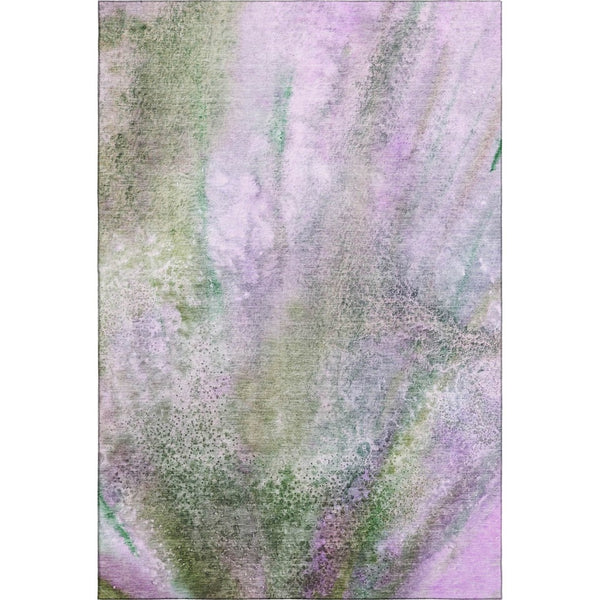 HomeRoots 8' X 10' Vibrant Purple and Green Abstract Washable Area Rug with Stain & UV Protection Features 646802