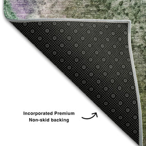 HomeRoots 8' X 10' Vibrant Purple and Green Abstract Washable Area Rug with Stain & UV Protection Features 646802