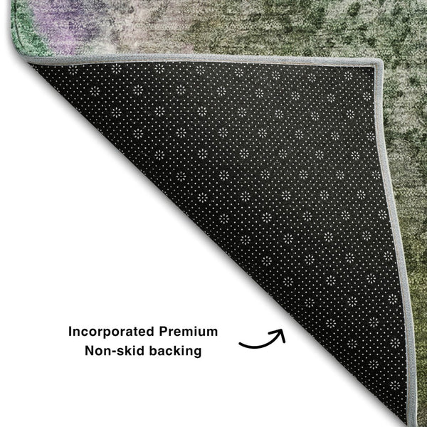 HomeRoots 10' X 14' Vibrant Purple and Green Abstract Washable Area Rug with UV Protection for Any Space 646804