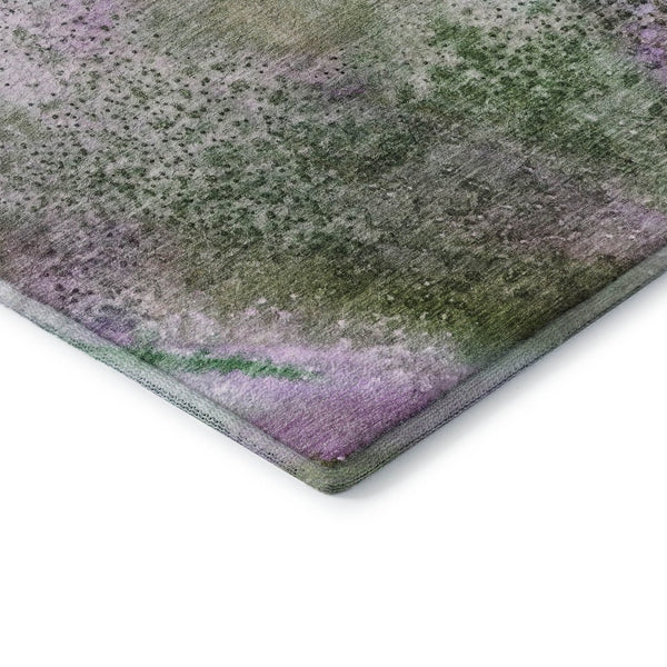 HomeRoots 10' X 14' Vibrant Purple and Green Abstract Washable Area Rug with UV Protection for Any Space 646804