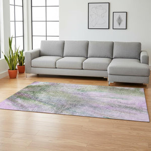 HomeRoots 10' X 14' Vibrant Purple and Green Abstract Washable Area Rug with UV Protection for Any Space 646804