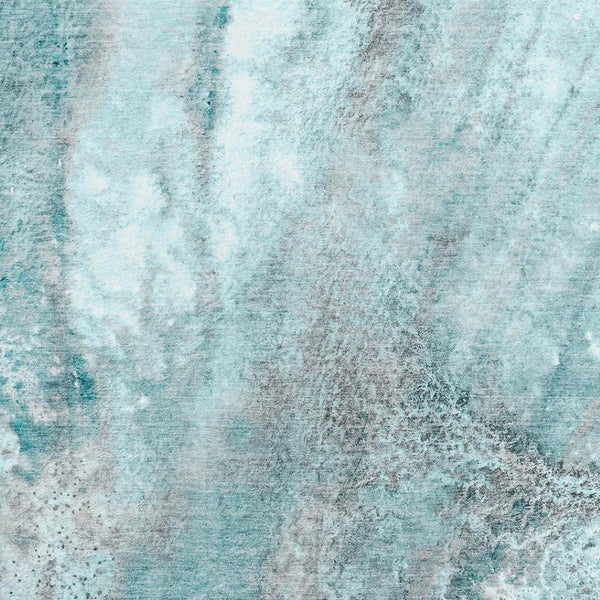 HomeRoots 5' X 8' Teal & Ivory Abstract Area Rug - Washable, UV-Protected, Stain-Resistant for Modern Homes 646806