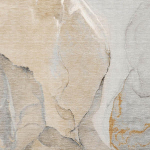 HomeRoots 5' X 8' Area Rug – Stylish Beige, Brown & Ivory Abstract Design with Washable, UV Protection Features 646812