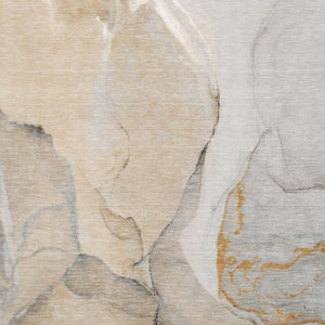 HomeRoots 5' X 8' Area Rug – Stylish Beige, Brown & Ivory Abstract Design with Washable, UV Protection Features 646812