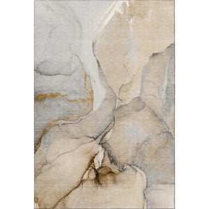 HomeRoots 8' X 10' Beige Brown Ivory Abstract Area Rug - Washable, UV Protected, Perfect for Busy Homes! 646814