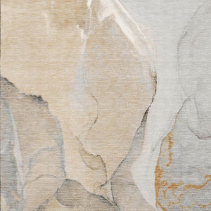 HomeRoots 8' X 10' Beige Brown Ivory Abstract Area Rug - Washable, UV Protected, Perfect for Busy Homes! 646814