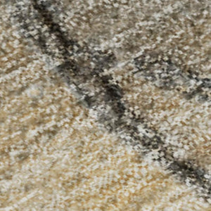 HomeRoots 9' X 12' Abstract Washable Area Rug in Beige, Brown & Ivory - Stylish, Durable, UV Protected Design 646815