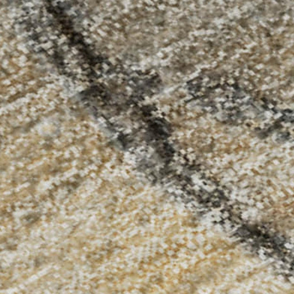 HomeRoots 9' X 12' Abstract Washable Area Rug in Beige, Brown & Ivory - Stylish, Durable, UV Protected Design 646815