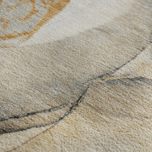 HomeRoots 9' X 12' Abstract Washable Area Rug in Beige, Brown & Ivory - Stylish, Durable, UV Protected Design 646815