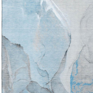 HomeRoots 8' X 10' Abstract Blue Gray & Ivory Washable Area Rug – UV Protected, Soft, Stylish, and Durable! 646820