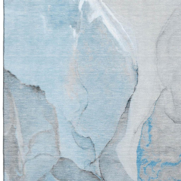 HomeRoots 8' X 10' Abstract Blue Gray & Ivory Washable Area Rug – UV Protected, Soft, Stylish, and Durable! 646820