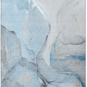 HomeRoots 8' X 10' Abstract Blue Gray & Ivory Washable Area Rug – UV Protected, Soft, Stylish, and Durable! 646820