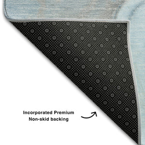 HomeRoots 8' X 10' Abstract Blue Gray & Ivory Washable Area Rug – UV Protected, Soft, Stylish, and Durable! 646820