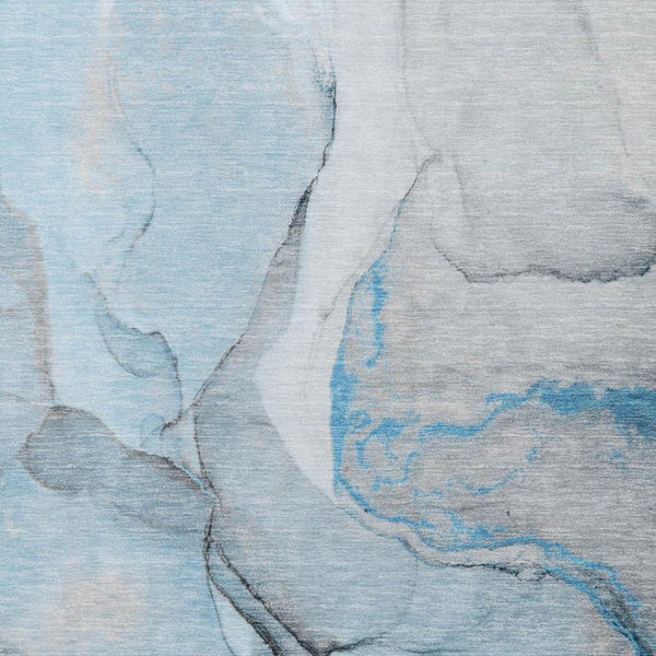 HomeRoots 9' X 12' Abstract Blue-Gray & Ivory Washable Area Rug with UV Protection, Stain Resistance & Style 646821
