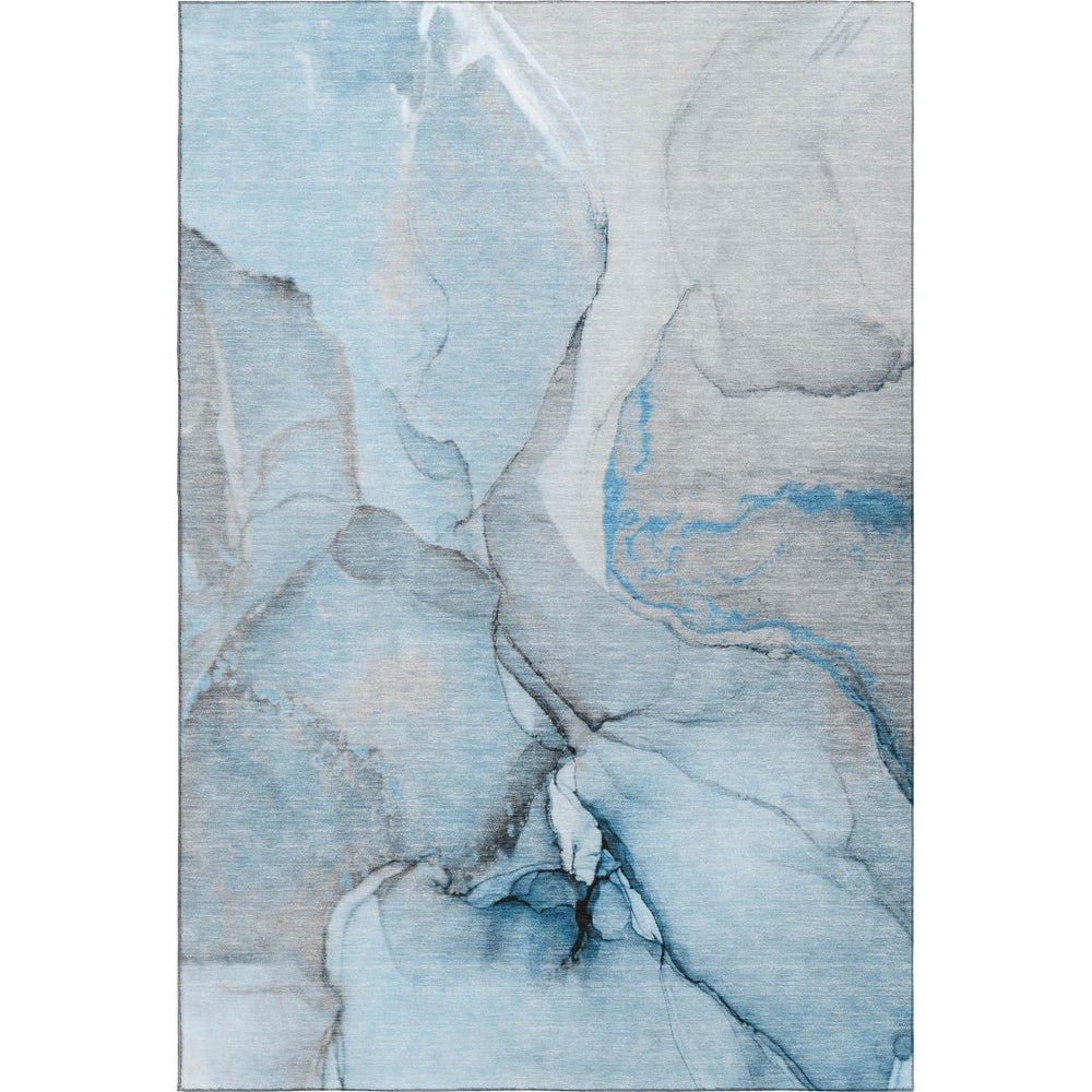 HomeRoots 10' Blue Gray & Ivory Abstract Washable Area Rug – UV Protected, Durable, Perfect for High-Traffic Spaces 646822