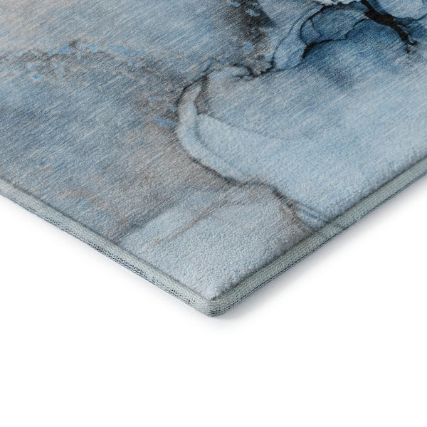 HomeRoots 10' Blue Gray & Ivory Abstract Washable Area Rug – UV Protected, Durable, Perfect for High-Traffic Spaces 646822
