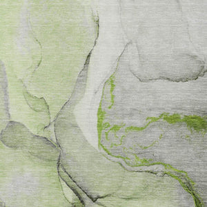 HomeRoots 5' X 8' Contemporary Abstract Washable Area Rug in Green, Gray & Ivory with UV Protection Features 646824