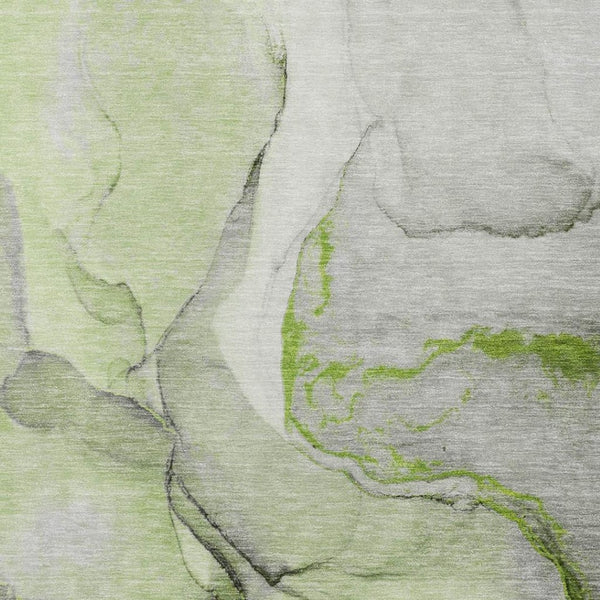 HomeRoots 5' X 8' Contemporary Abstract Washable Area Rug in Green, Gray & Ivory with UV Protection Features 646824