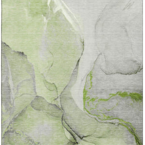 HomeRoots 5' X 8' Contemporary Abstract Washable Area Rug in Green, Gray & Ivory with UV Protection Features 646824