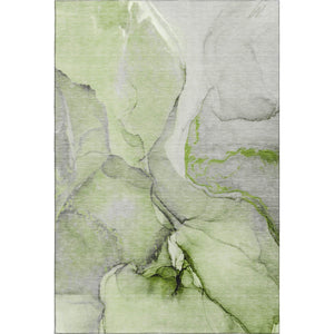 HomeRoots 5' X 8' Contemporary Abstract Washable Area Rug in Green, Gray & Ivory with UV Protection Features 646824