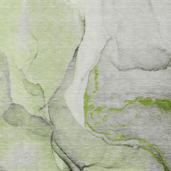 HomeRoots 5' X 8' Contemporary Abstract Washable Area Rug in Green, Gray & Ivory with UV Protection Features 646824