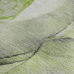 HomeRoots 5' X 8' Contemporary Abstract Washable Area Rug in Green, Gray & Ivory with UV Protection Features 646824