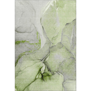 HomeRoots 8' X 10' Washable Area Rug in Green, Gray & Ivory - UV Protected, Durable & Stylish for Homes 646826