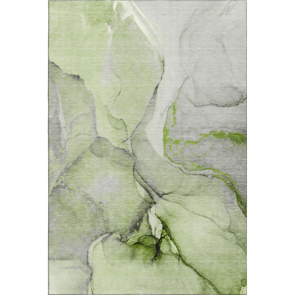 HomeRoots 8' X 10' Washable Area Rug in Green, Gray & Ivory - UV Protected, Durable & Stylish for Homes 646826