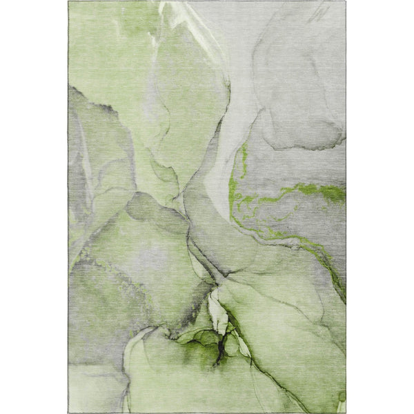 HomeRoots 8' X 10' Washable Area Rug in Green, Gray & Ivory - UV Protected, Durable & Stylish for Homes 646826