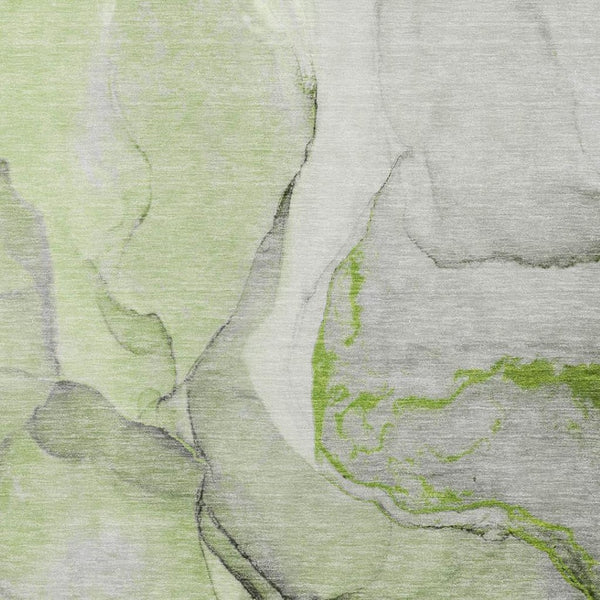 HomeRoots 9' X 12' Stylish Abstract Area Rug in Green, Gray & Ivory - Washable, UV-Protected & Durable Design 646827
